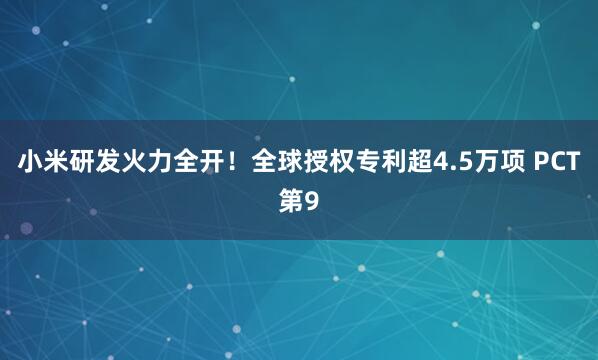 小米研发火力全开！全球授权专利超4.5万项 PCT第9